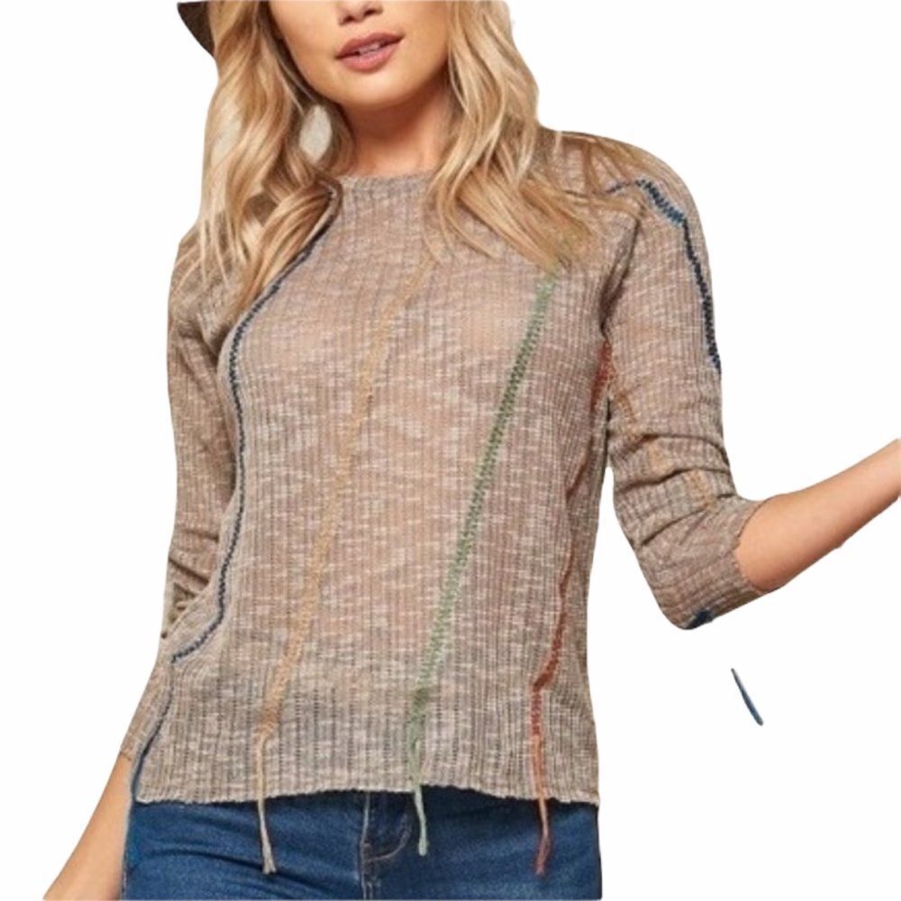 Promesa Multi-Color Stitch Pullover Sweater M
